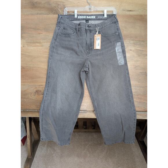 Eddie Bauer Jeans Womens 14 Gray Crop Authentic Voyager High Rise Straight NWT - Picture 1 of 3